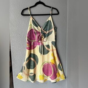 Cache Cream Yellow Mini Sundress Spaghetti Strap